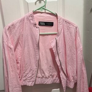 Zara Light Pink Bomber Jacket for Women